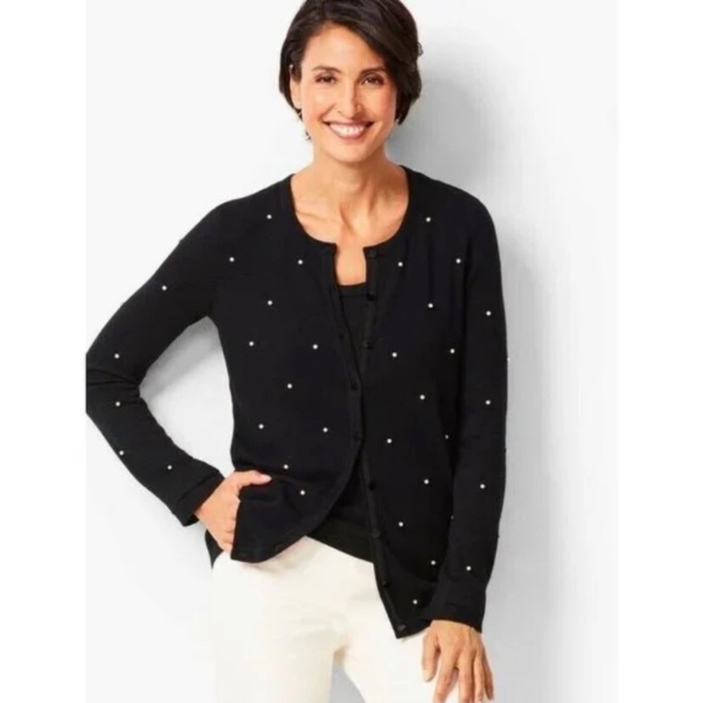 Talbots Pearl Embellished Charming Cardigan S